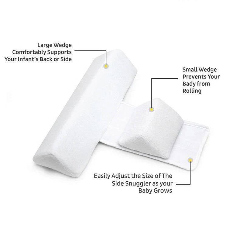 Infant Side Sleep Positioning Wedge with Dual Pillow Support and Adjustable Width