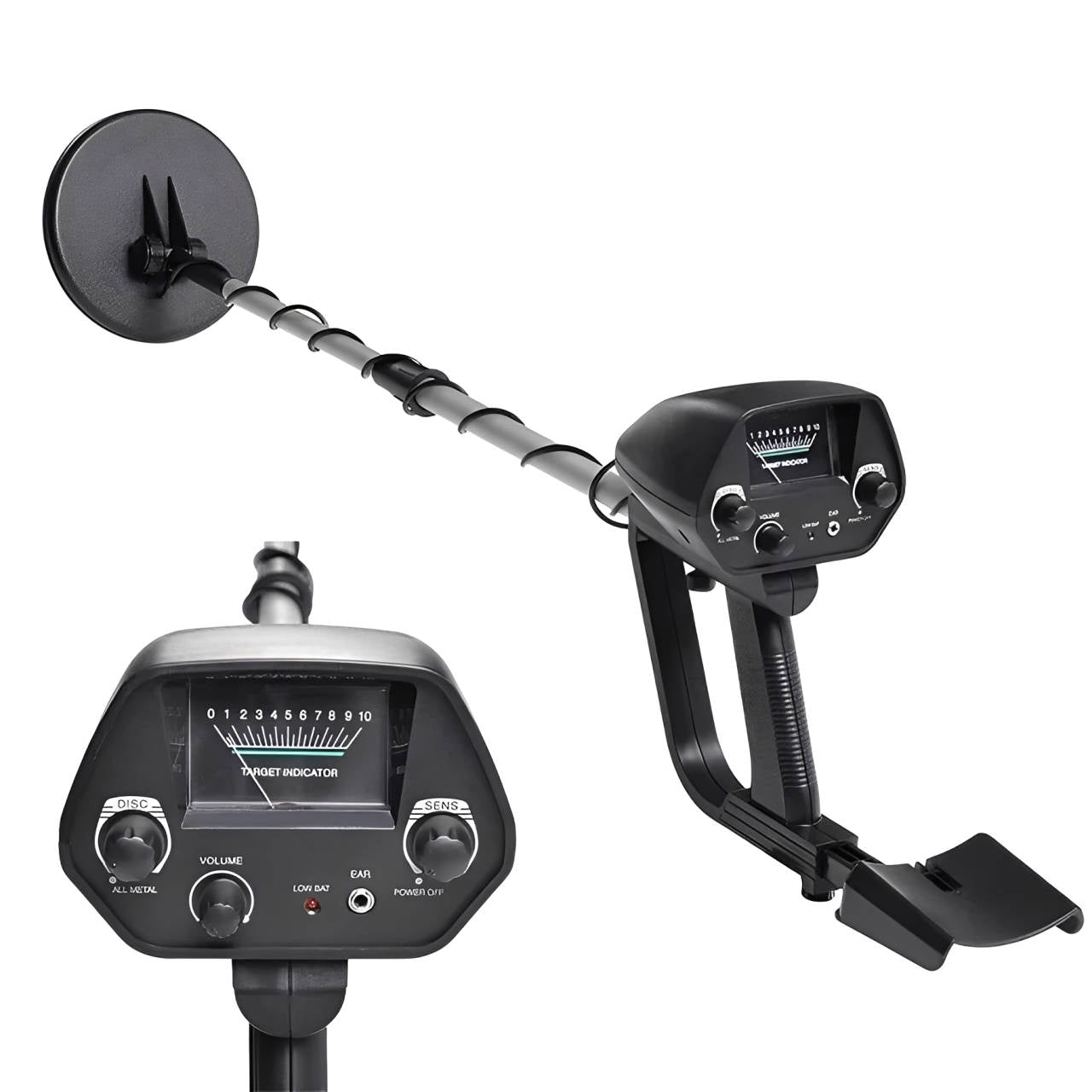 Metal Detector with Dual Detection Modes and Waterproof Search Coil, Adjustable Height