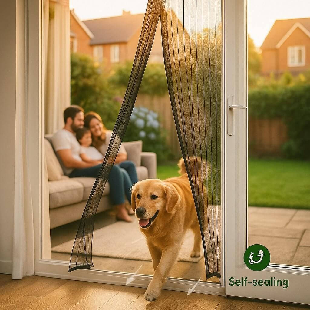 Magnetic Screen Door with Auto-Close Panels and Insect Mesh, Custom Fit