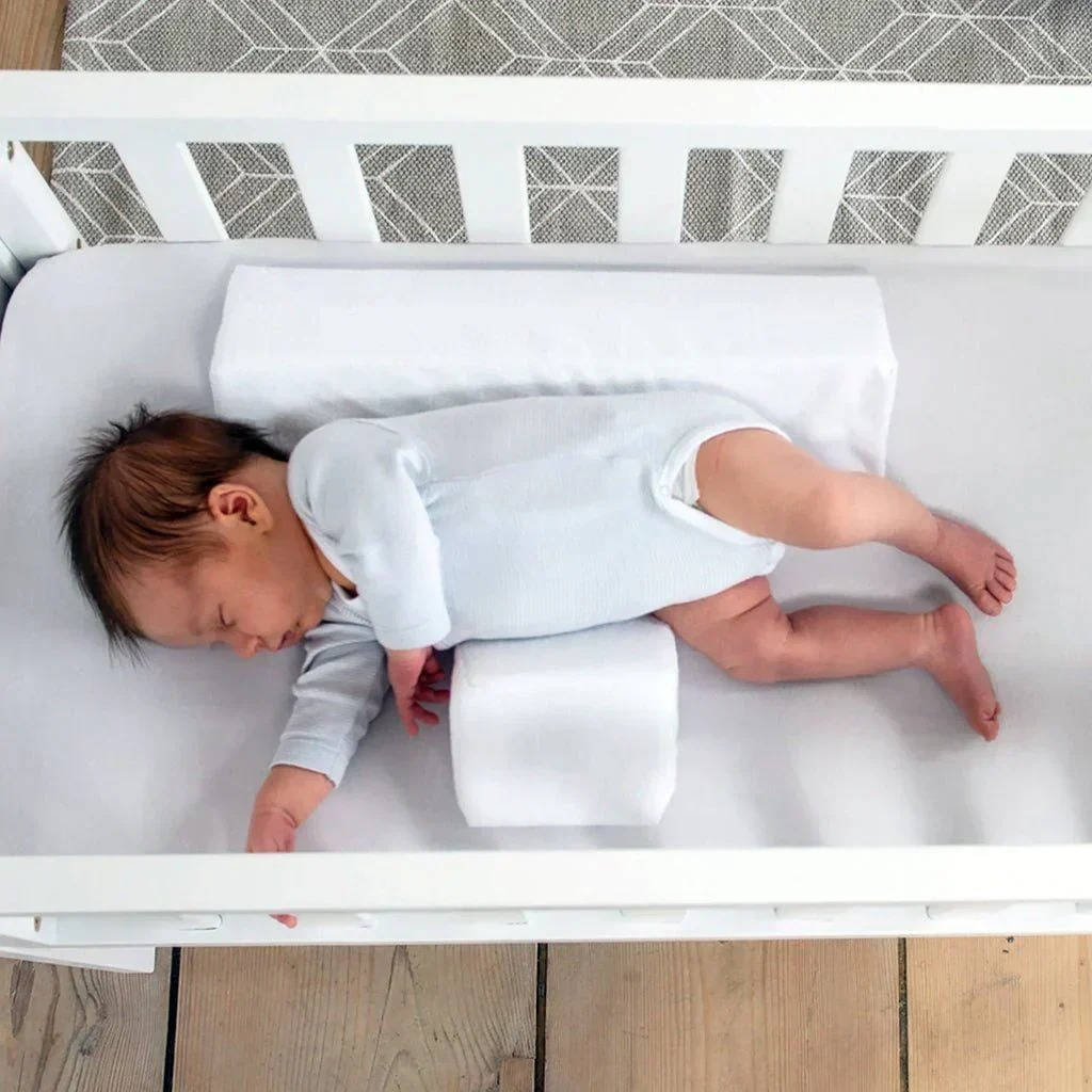 Infant Side Sleep Positioning Wedge with Dual Pillow Support and Adjustable Width