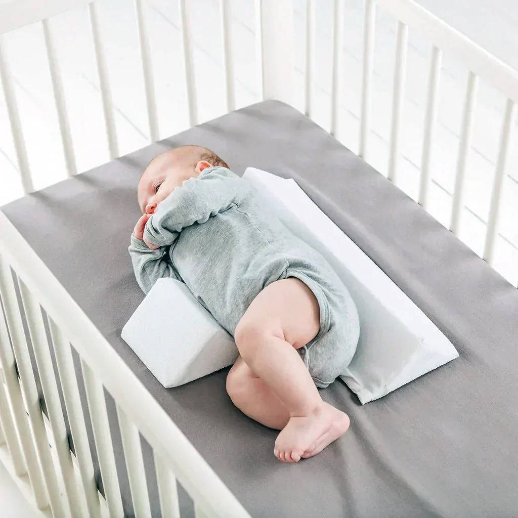 Infant Side Sleep Positioning Wedge with Dual Pillow Support and Adjustable Width