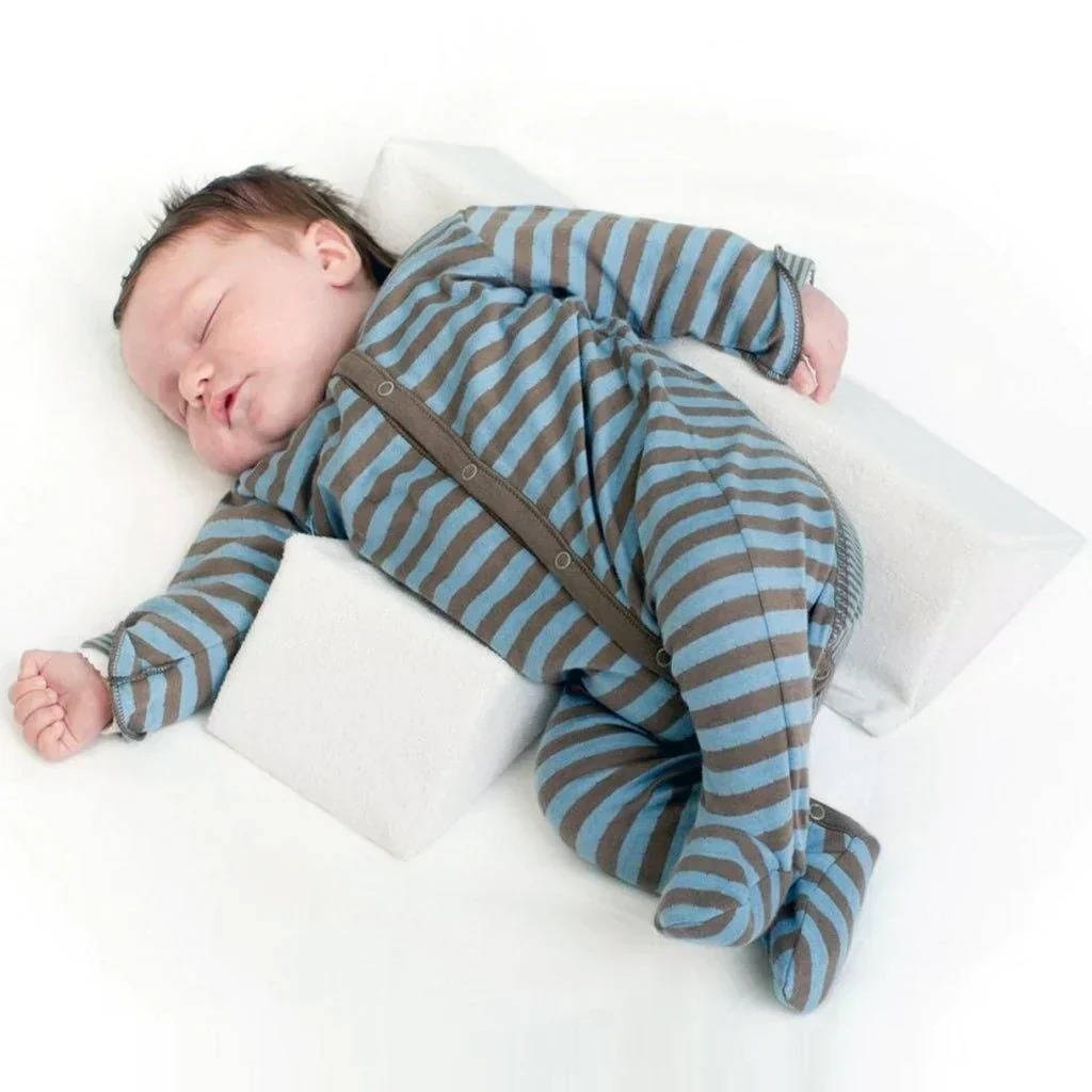 Infant Side Sleep Positioning Wedge with Dual Pillow Support and Adjustable Width