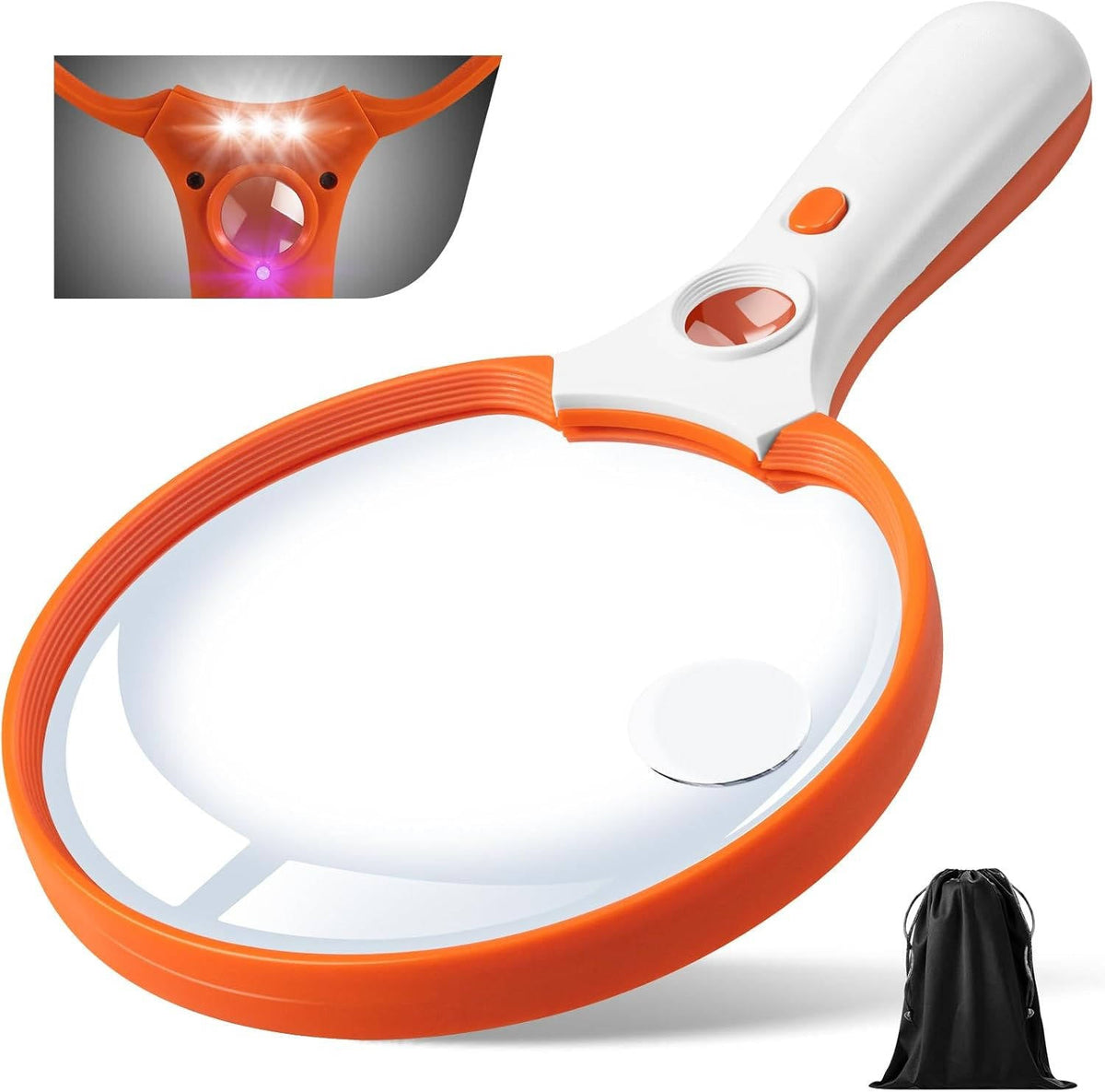 Magnifying Glass with LED Light and Triple Zoom, UV Verification