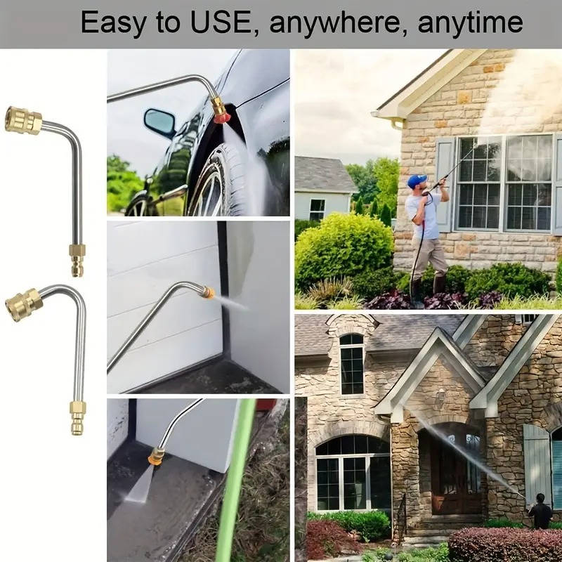 Telescoping Pressure Washer Wand with 6 Nozzles and Curved Attachment for Gutters, Roofs, Walls