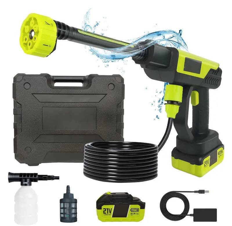 Portable Pressure Washer with Six Spray Nozzles and Detachable Battery, Bucket Feed