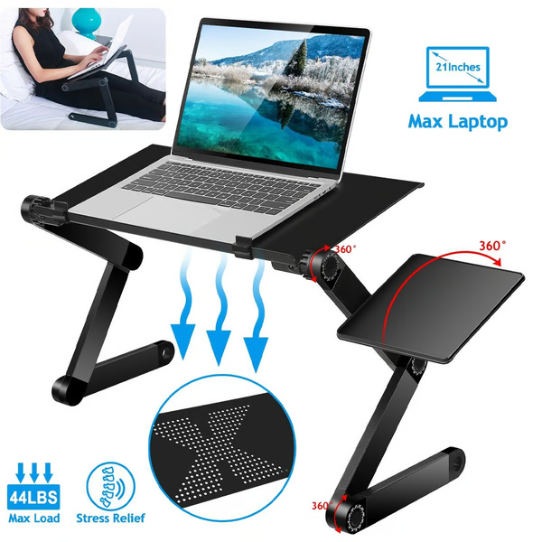 Adjustable Laptop Stand with 360-Degree Rotation and Detachable Mouse Pad