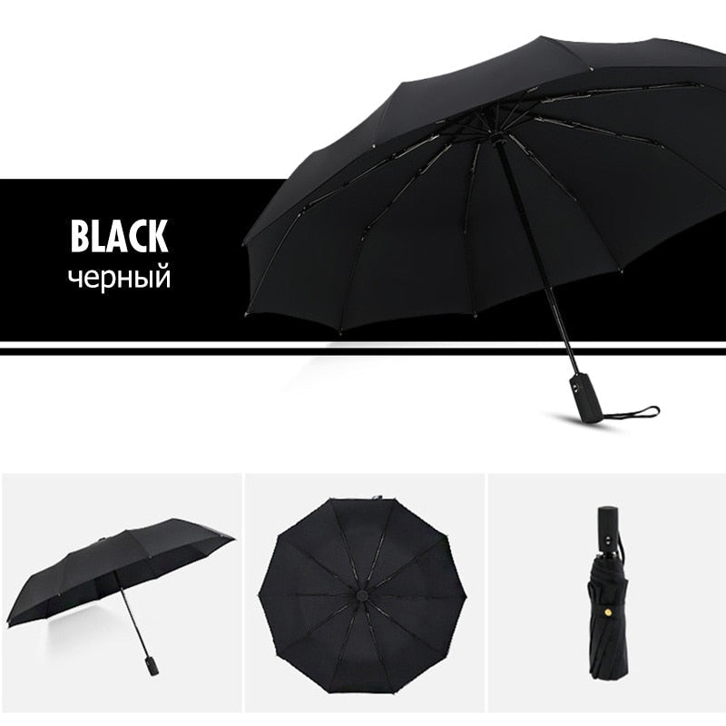Automatic Umbrella with Windproof Frame and Compact Folding Design