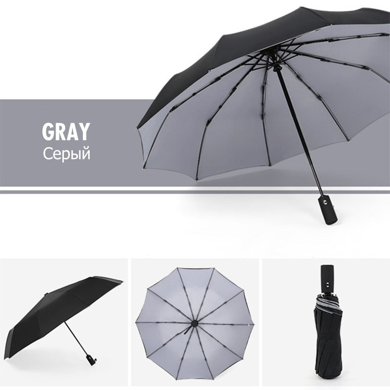 Automatic Umbrella with Windproof Frame and Compact Folding Design