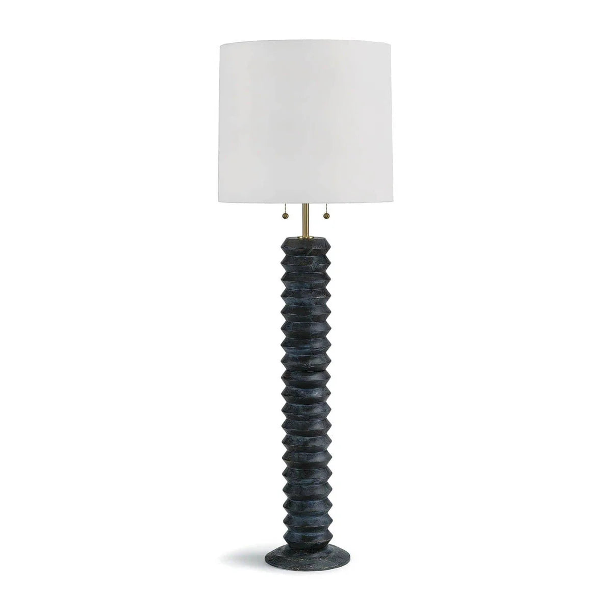 LumiNest Accordion Textured Wood Floor Lamp 63.5" Ebony with White Shade, Living Room Floor Lamps