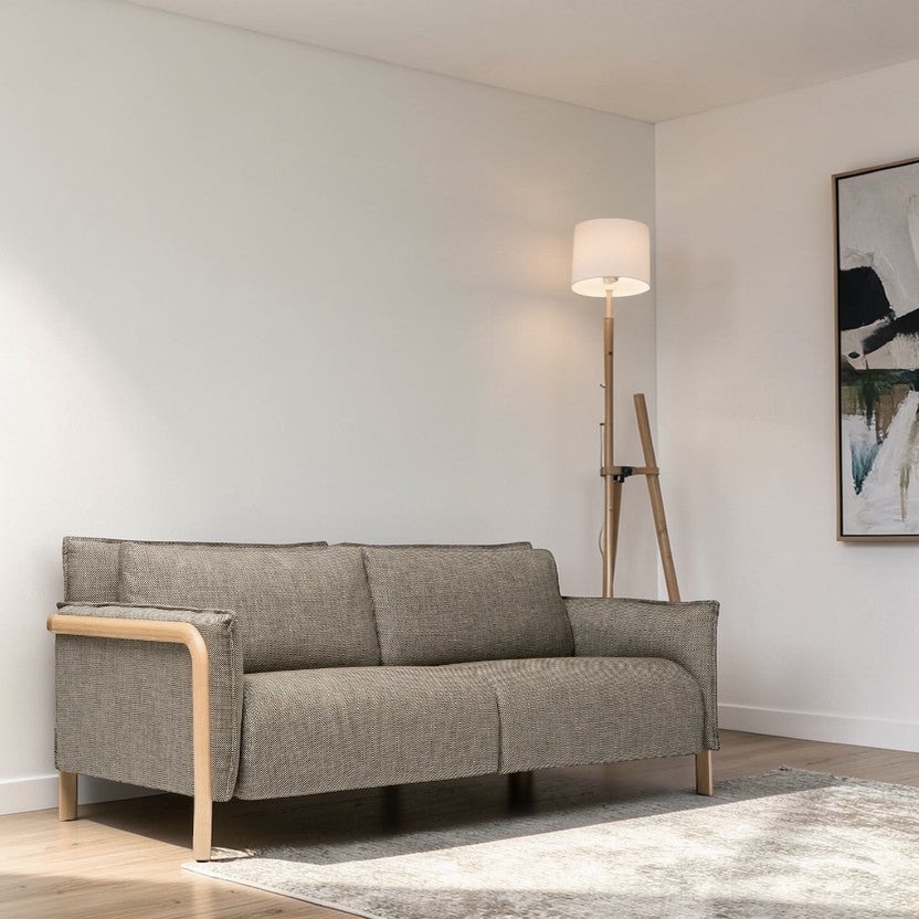 HavenCraft Modern Fabric Sofa with Wooden Frame, 3-Seater Living Room Sofas