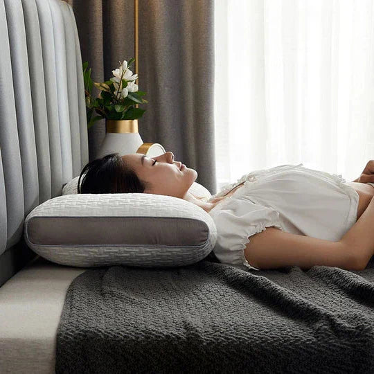 Contoured Neck Support Pillow with Quick Rebound Mesh and Dual Position Design