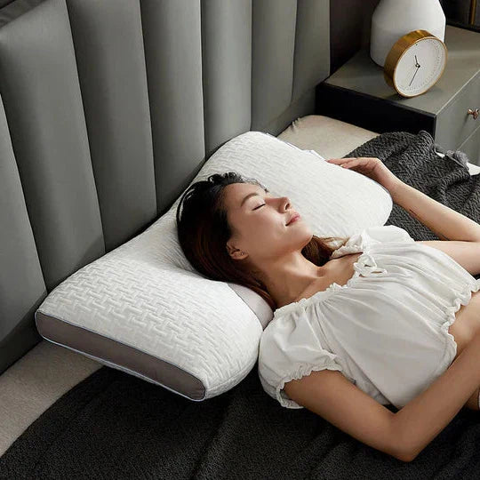 Contoured Neck Support Pillow with Quick Rebound Mesh and Dual Position Design