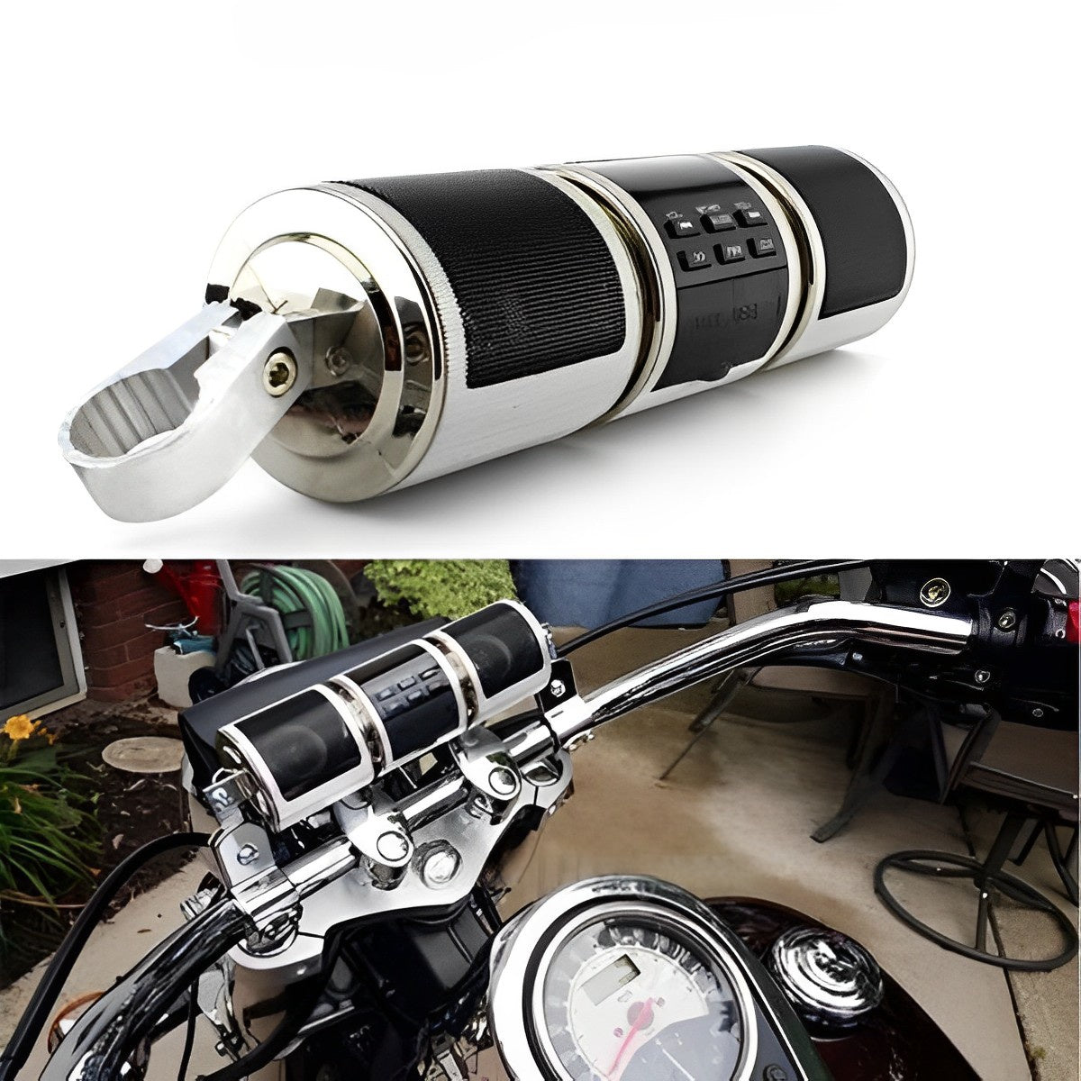 Handlebar Speaker System with Wireless Connectivity and 12V Direct Power for Motorcycles