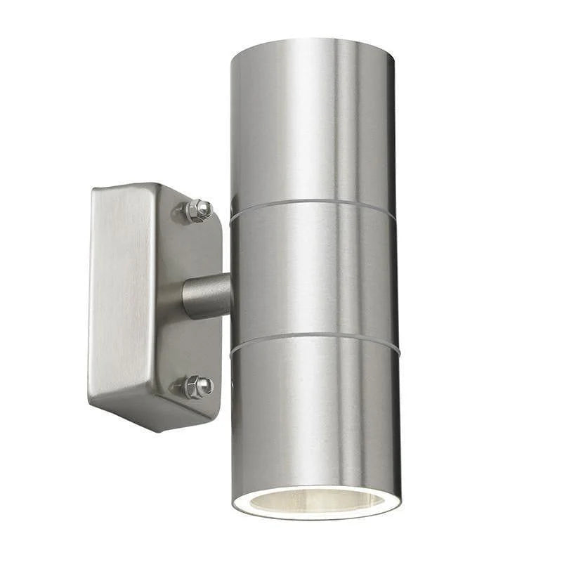 AeroBeam Stainless Steel Outdoor Wall Light Dual GU10 Up & Down Fixture, Modern Exterior Lighting