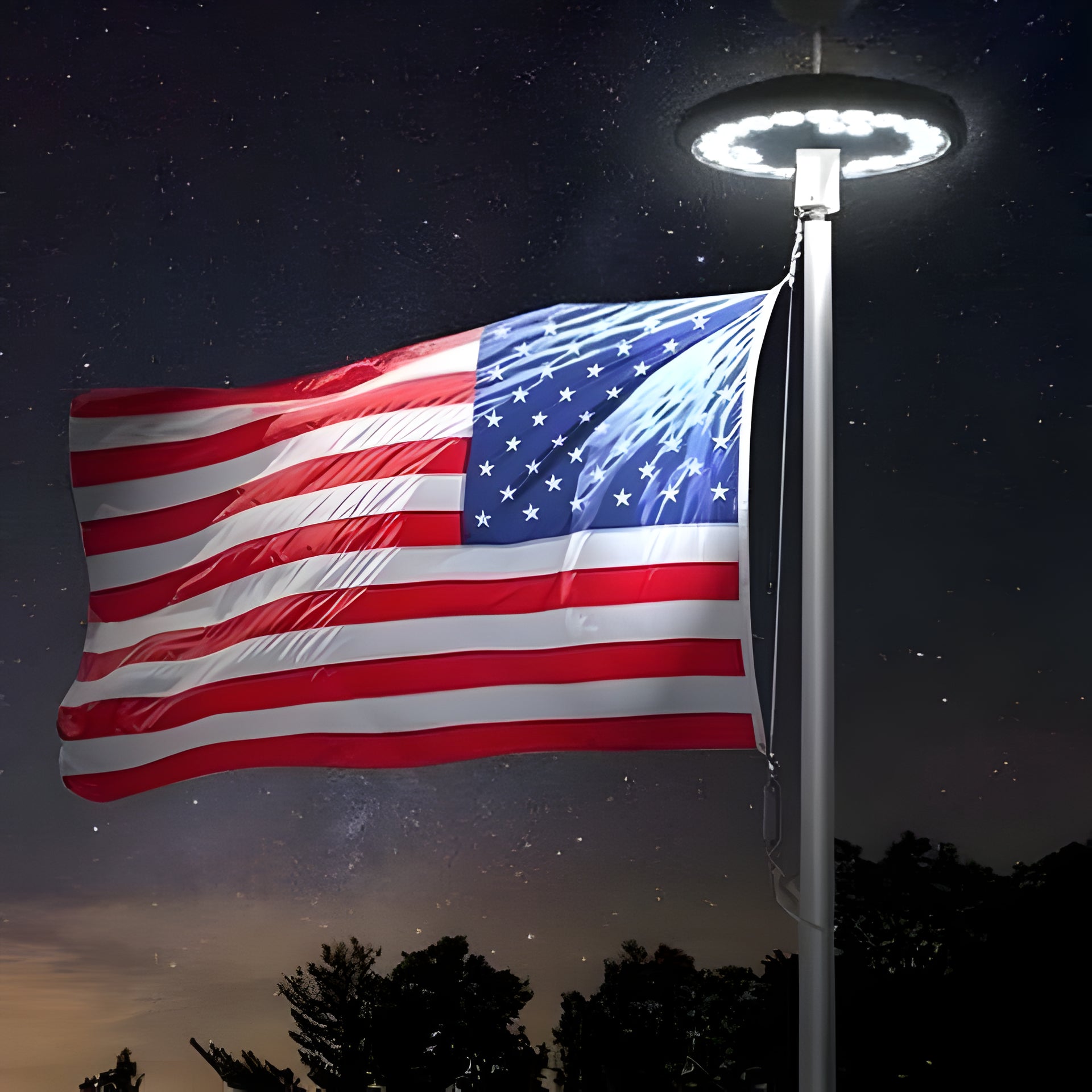 Solar Flagpole Light with 26 White LEDs and Automatic Dusk Sensor, 12-Hour Runtime