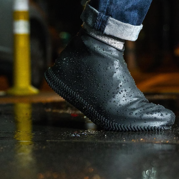 Waterproof Silicone Shoe Covers with Textured Grip Bottom and Foldable Design