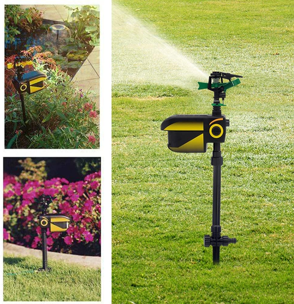 Motion-Activated Garden Sprinkler with Solar Charging and Adjustable Spray Head, 32.8ft Detection Range