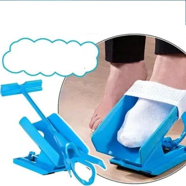 Sock Aid Tool with Curved Cradle and Extended Handle, Foldable Design
