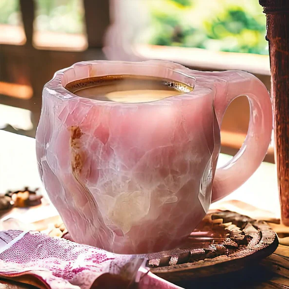 Crystal Faceted Coffee Mug with Geometric Design, 10oz Capacity
