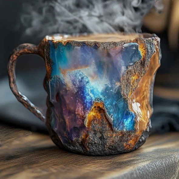 Crystal Faceted Coffee Mug with Geometric Design, 10oz Capacity