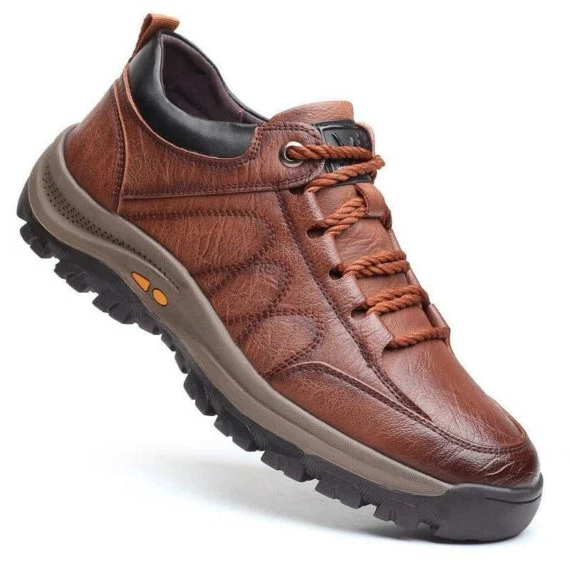 Leather Arch Support Shoes with Adjustable Boosters and Laceless Slip-On Design