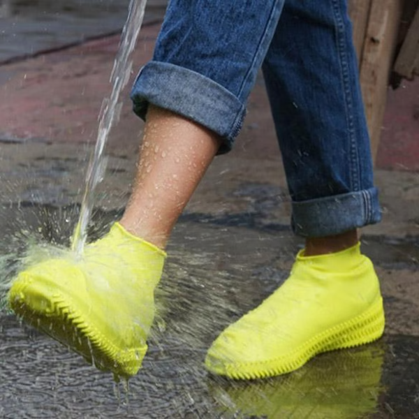 Waterproof Silicone Shoe Covers with Textured Grip Bottom and Foldable Design