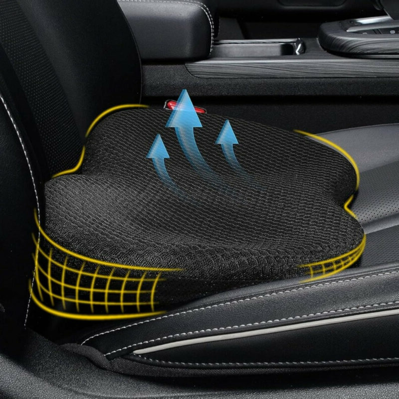 Memory Foam Car Seat Cushion with 3.5 Inch Lift and Lumbar Support, Washable Cover
