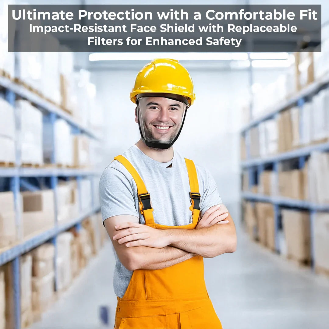 Protective Face Shield with Anti-Fog Coating and Detachable Filter, Adjustable Elastic Band