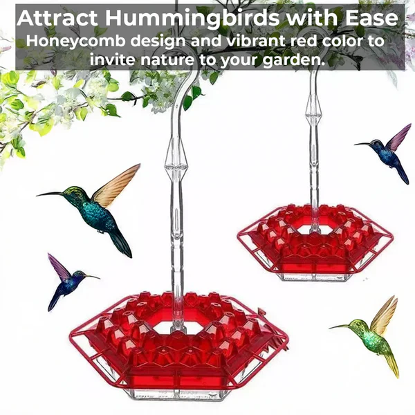 Hummingbird Feeder with Ant Moat and Bee-Resistant Diamond Ports, 12oz Capacity
