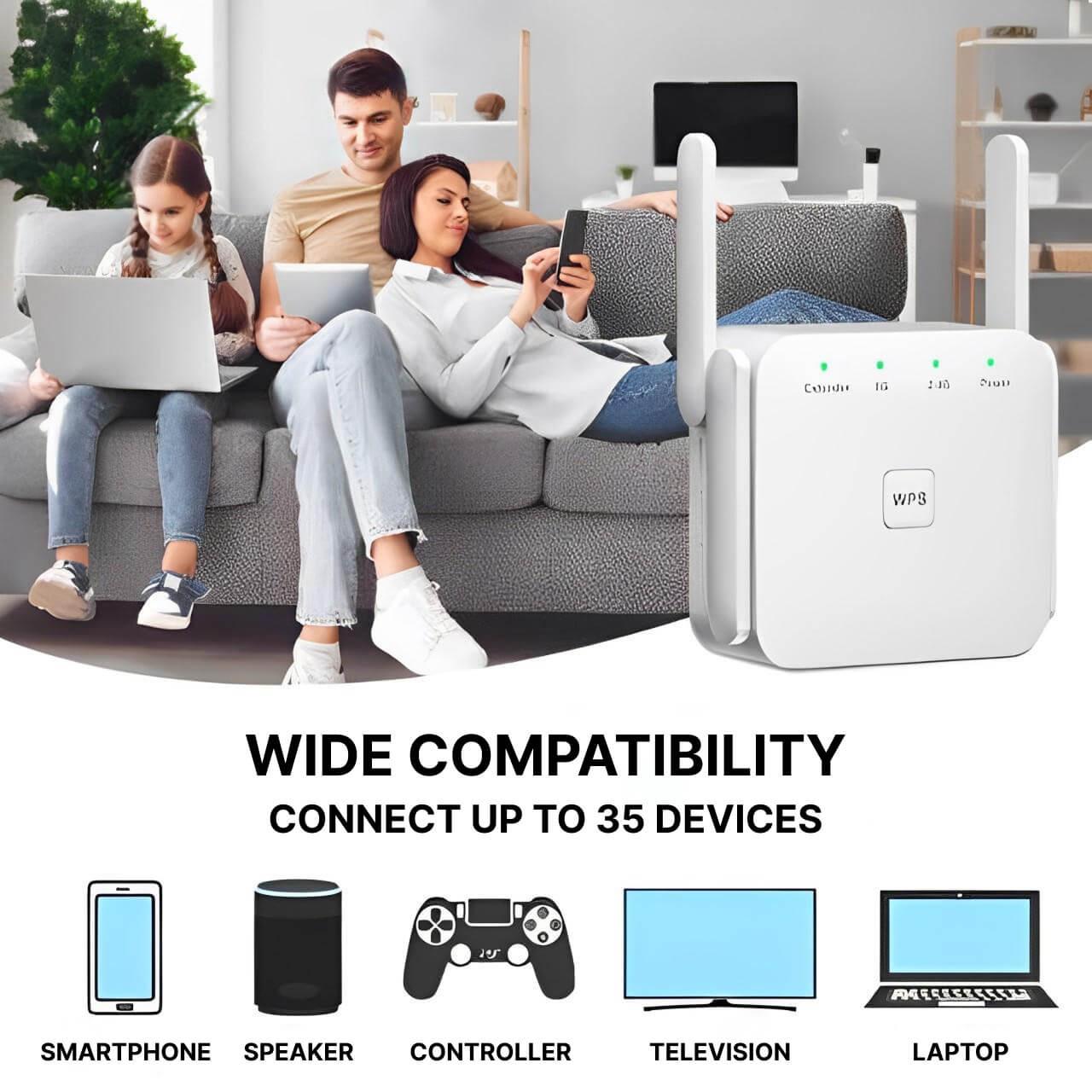 Wireless Signal Repeater with Wall-Penetrating Antenna and Multi-Device Support
