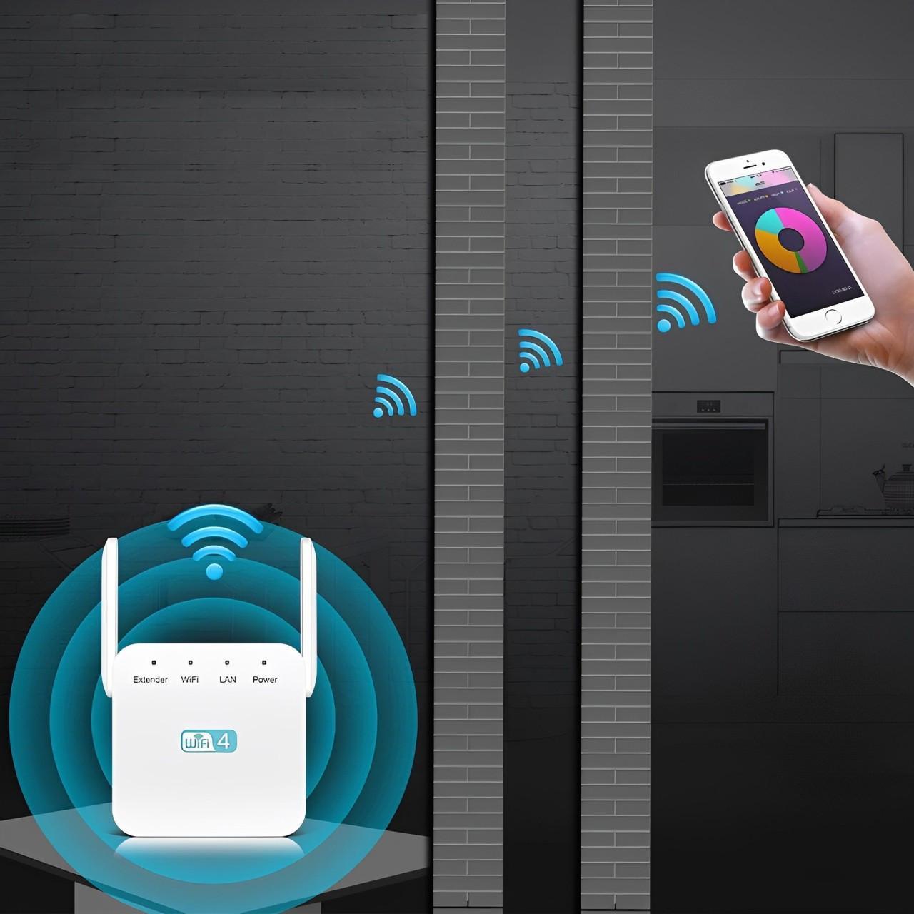 Wireless Signal Repeater with Wall-Penetrating Antenna and Multi-Device Support