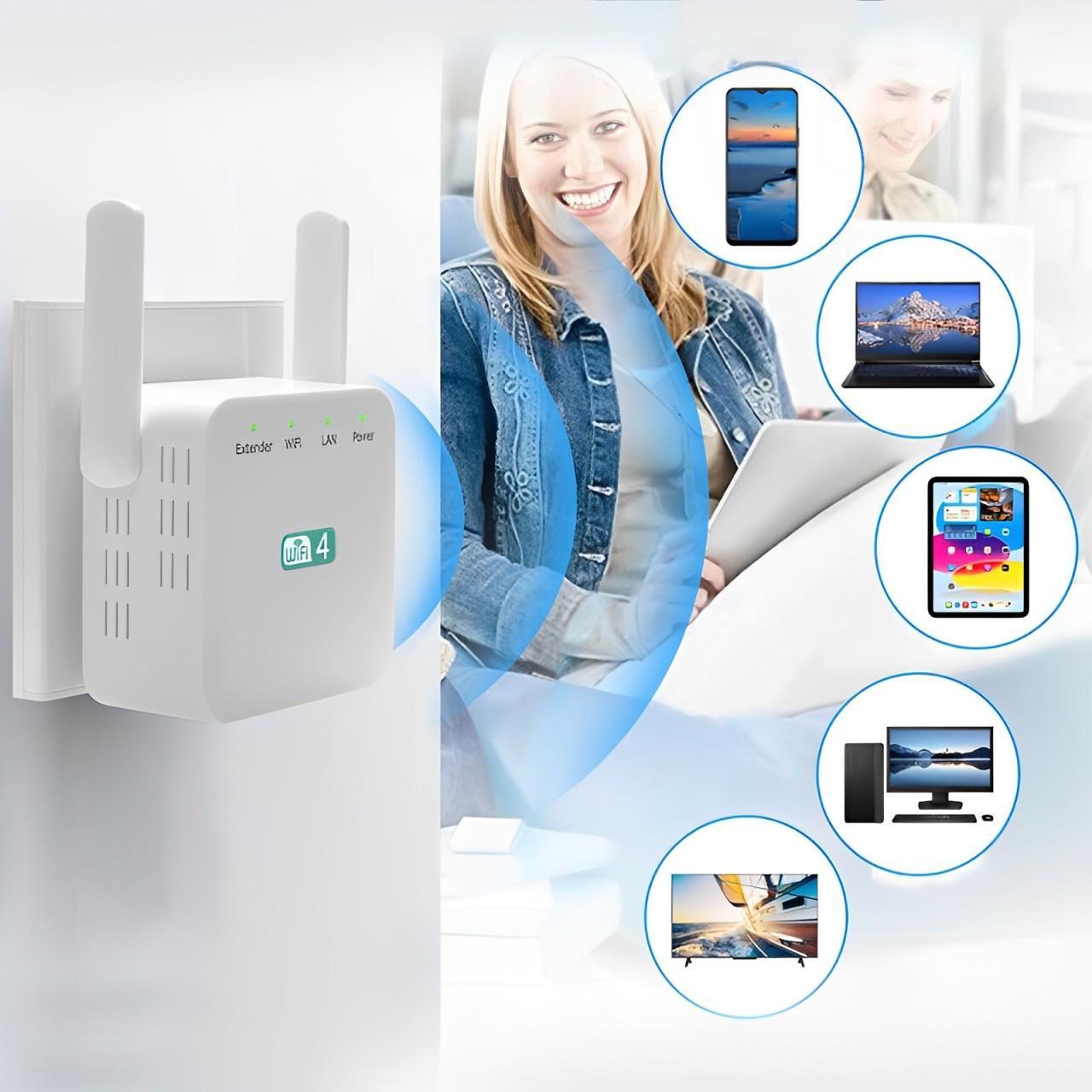 Wireless Signal Repeater with Wall-Penetrating Antenna and Multi-Device Support