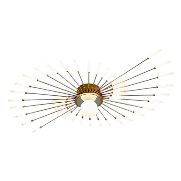 Radiant Starburst LED Semi-Flush Ceiling Light 50" Gold Finish, Modern Living Room Ceiling Lights