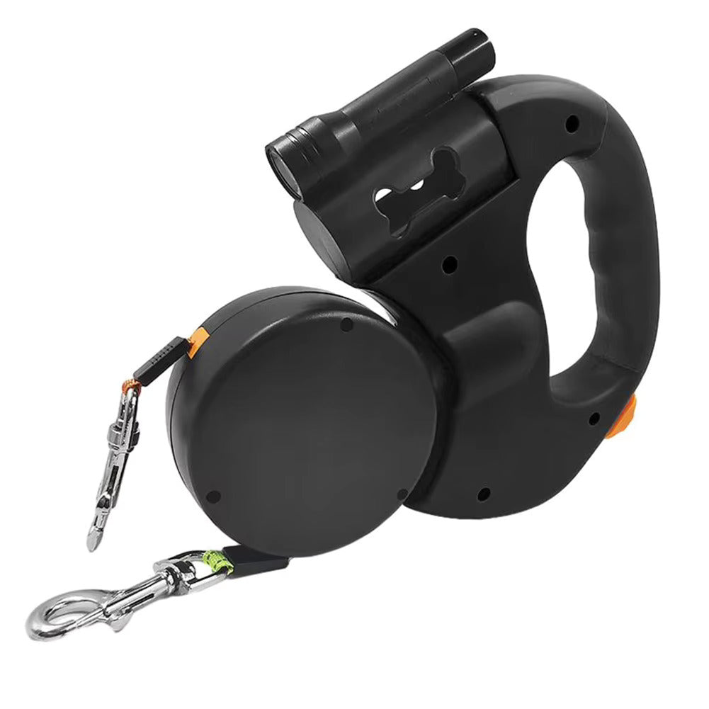 Dual Lead Dog Leash with Rotating Swivel Joint and Padded Handle