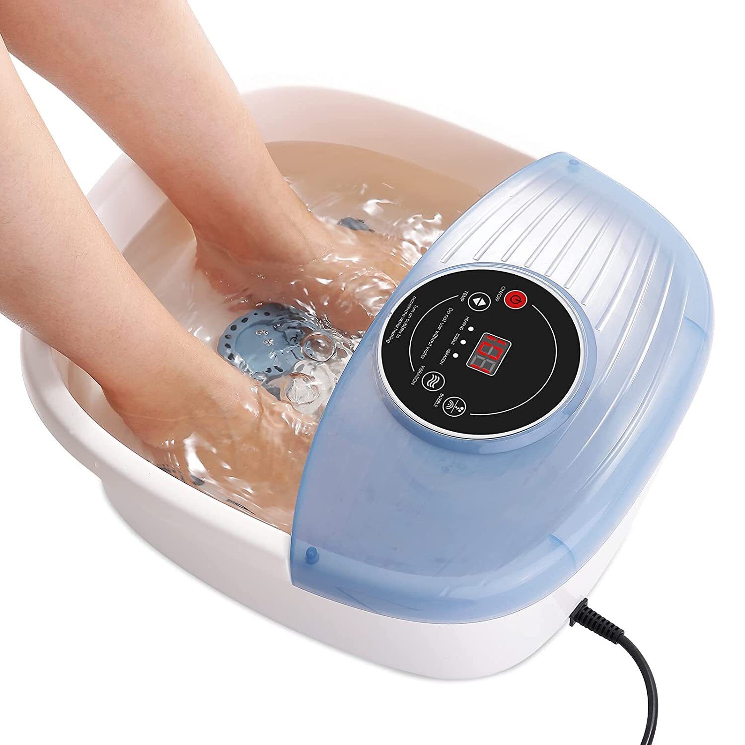Foot Spa Bath with Heating and Massage Rollers, Bubble Action