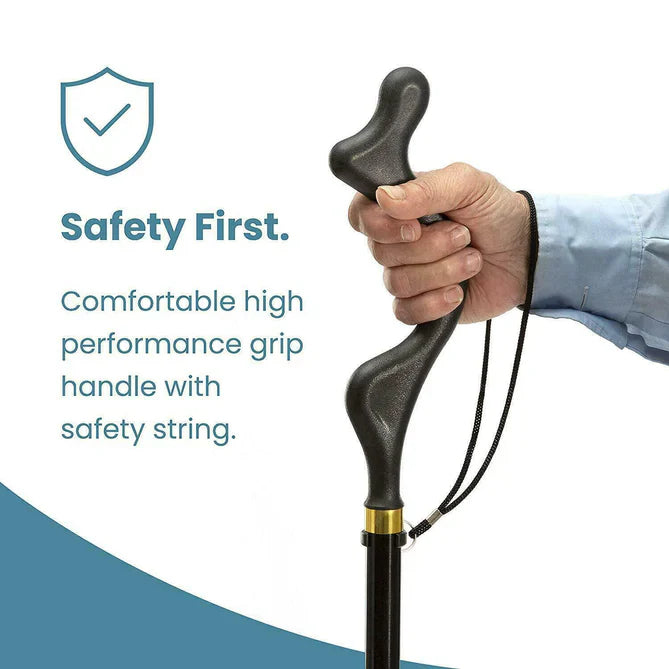 Adjustable Walking Stick with Ergonomic Handle and 360-Degree Rotating Tip, 12 Height Settings