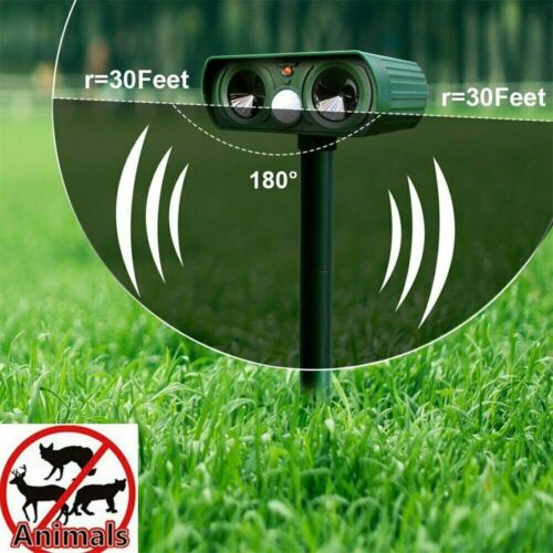 Motion Activated Ultrasonic Animal Repeller with Solar Panel and 30ft Detection Range