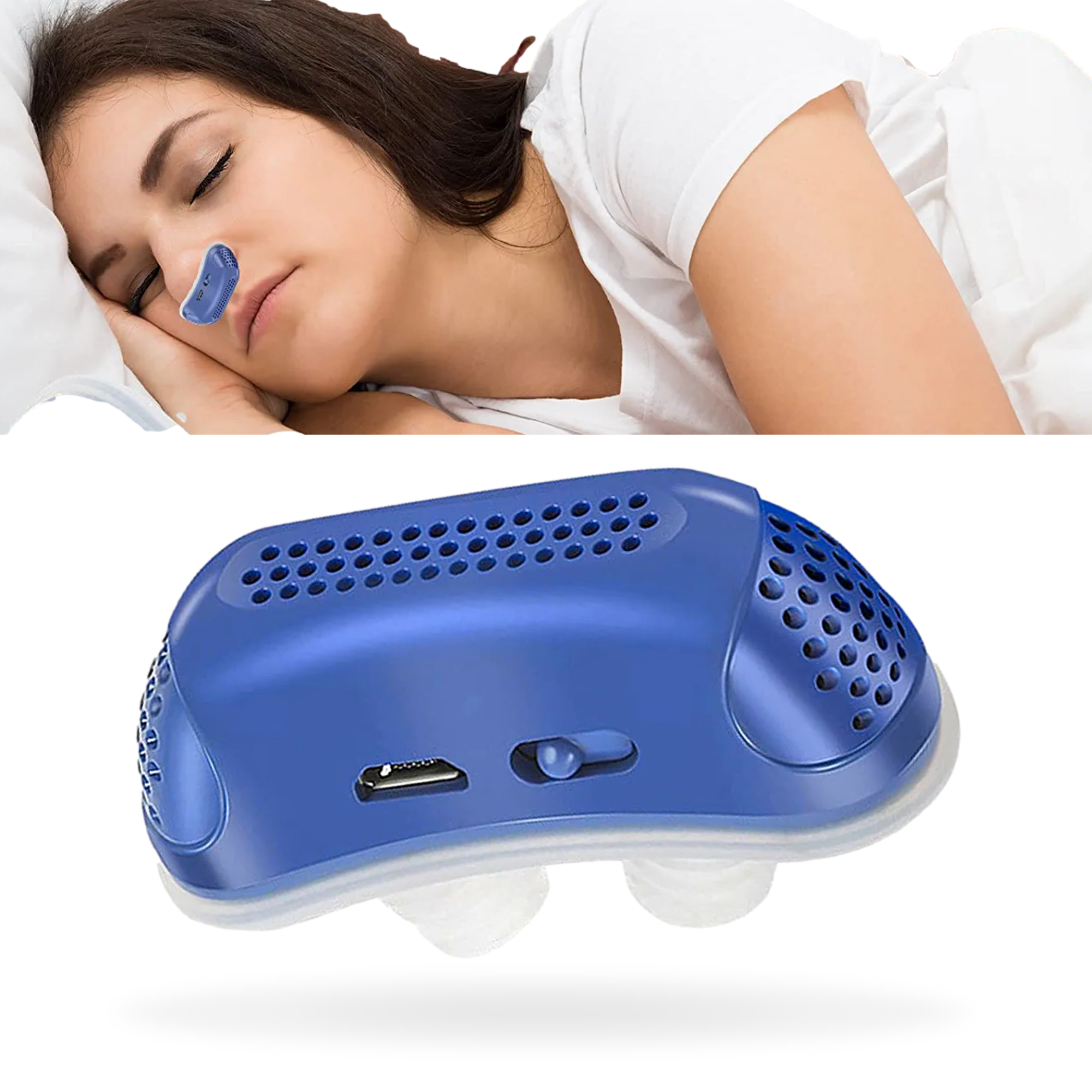Nasal Sleep Device with Soft Silicone Buds and Rechargeable Power, Portable Travel Size