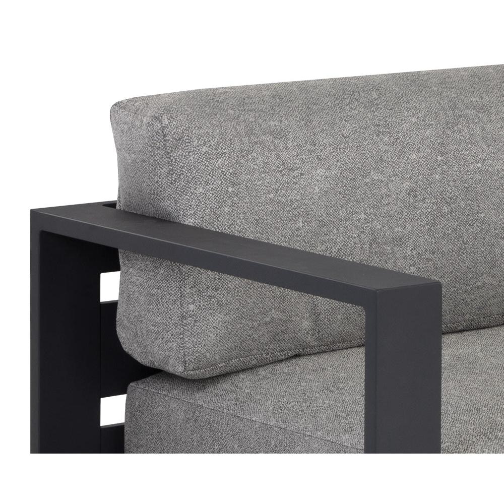 Modern Haven Charcoal Aluminum Outdoor Sofa 89" Salt & Pepper Fabric, Patio Seating