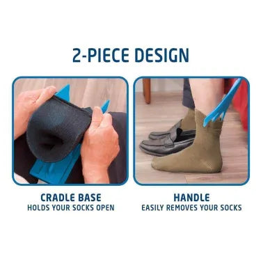 Sock Aid Tool with Curved Cradle and Extended Handle, Foldable Design