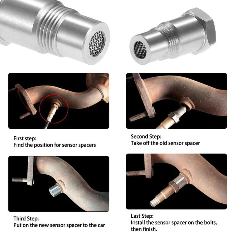 Oxygen Sensor Adapter with Stainless Steel Mesh Filter and Converter Element, M18x1.5 Thread