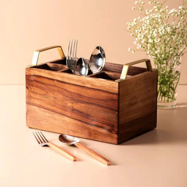 Heritage Acacia Wood Cutting Board & Utensil Holder Set Natural Finish 2-Piece, Kitchen Accessories