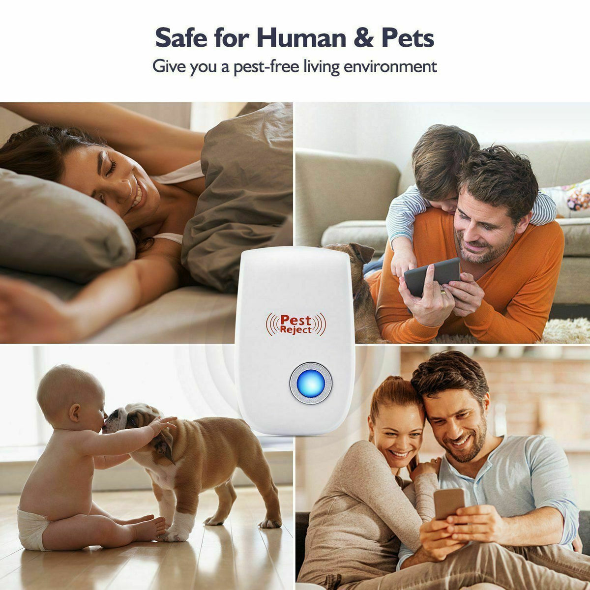 Ultrasonic Pest Repeller with Frequency Conversion and 800 Square Foot Coverage