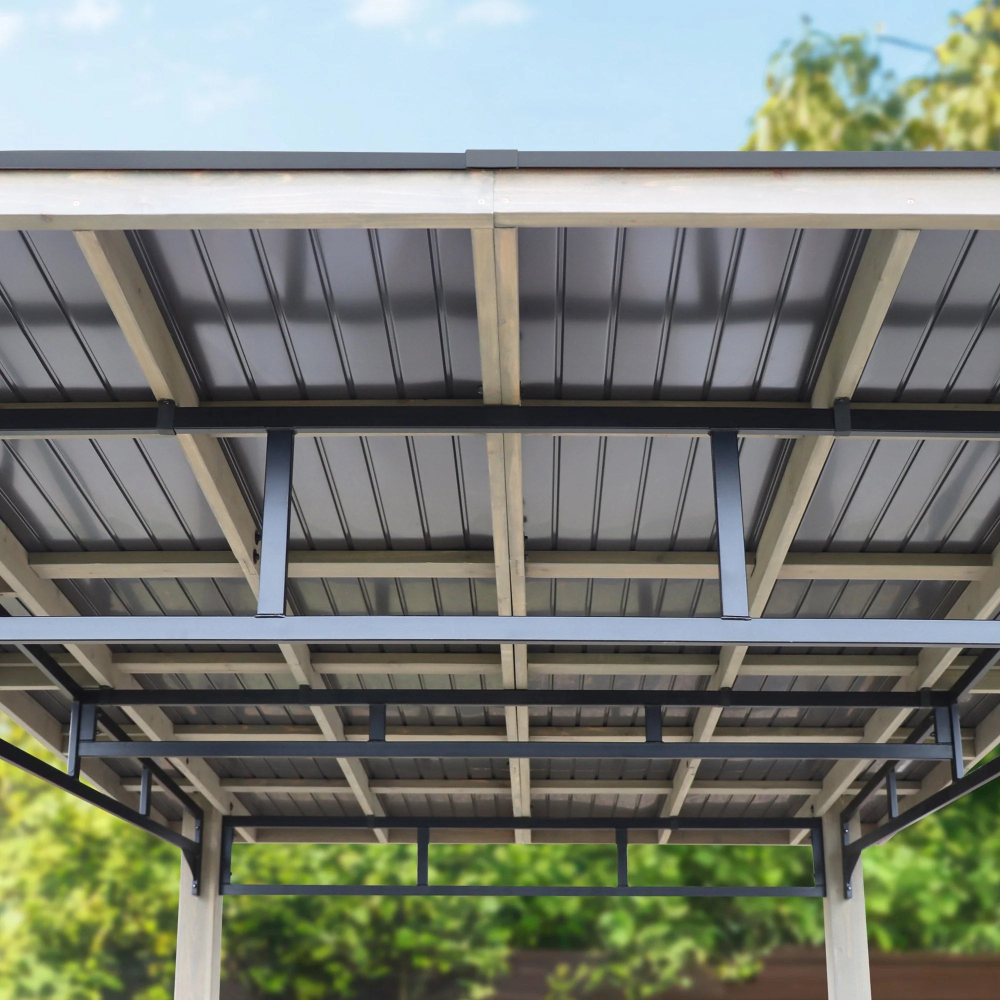 Modern Edge 12x9.3 Cedar Outdoor Gazebo with Aluminum Roof Ash Gray & Black Frame, Patio Shelter