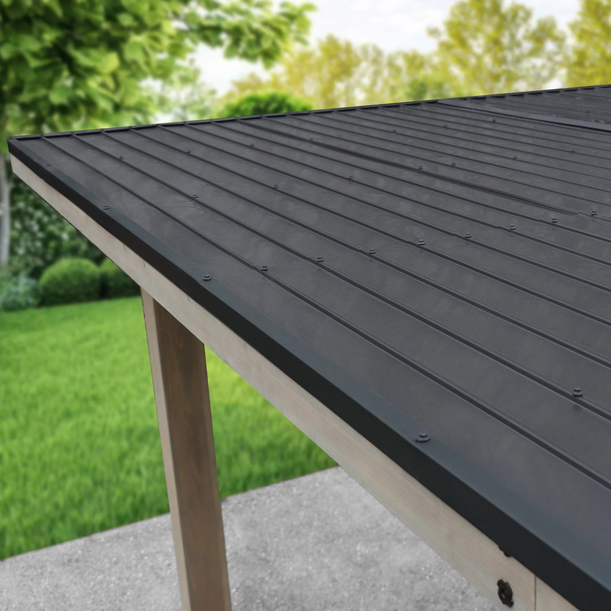 Modern Edge 12x9.3 Cedar Outdoor Gazebo with Aluminum Roof Ash Gray & Black Frame, Patio Shelter