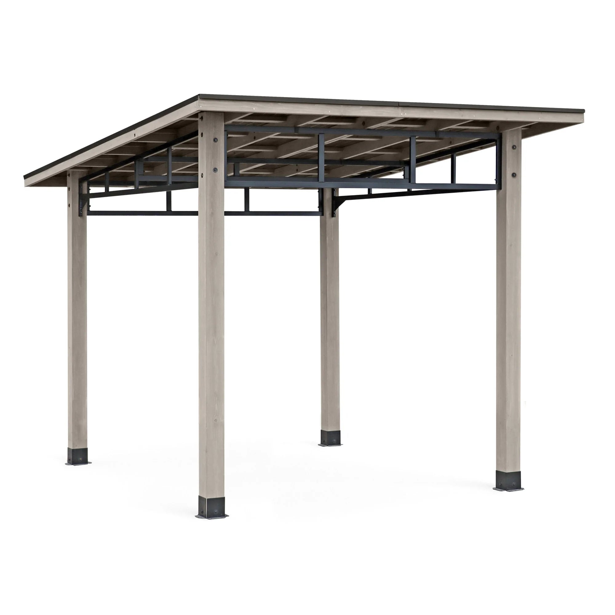 Modern Edge 12x9.3 Cedar Outdoor Gazebo with Aluminum Roof Ash Gray & Black Frame, Patio Shelter
