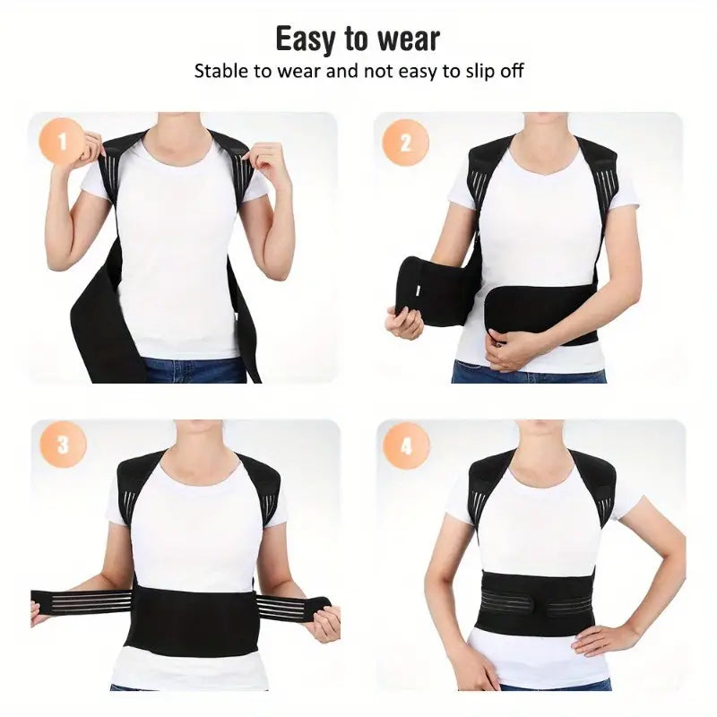 Adjustable Posture Support Brace with 108 Magnets and Rigid Spine Plates