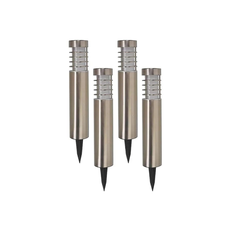 Lumina Path Stainless Steel Solar Bollard Lights 20 Lumens 4-Pack, Outdoor Landscape Lighting