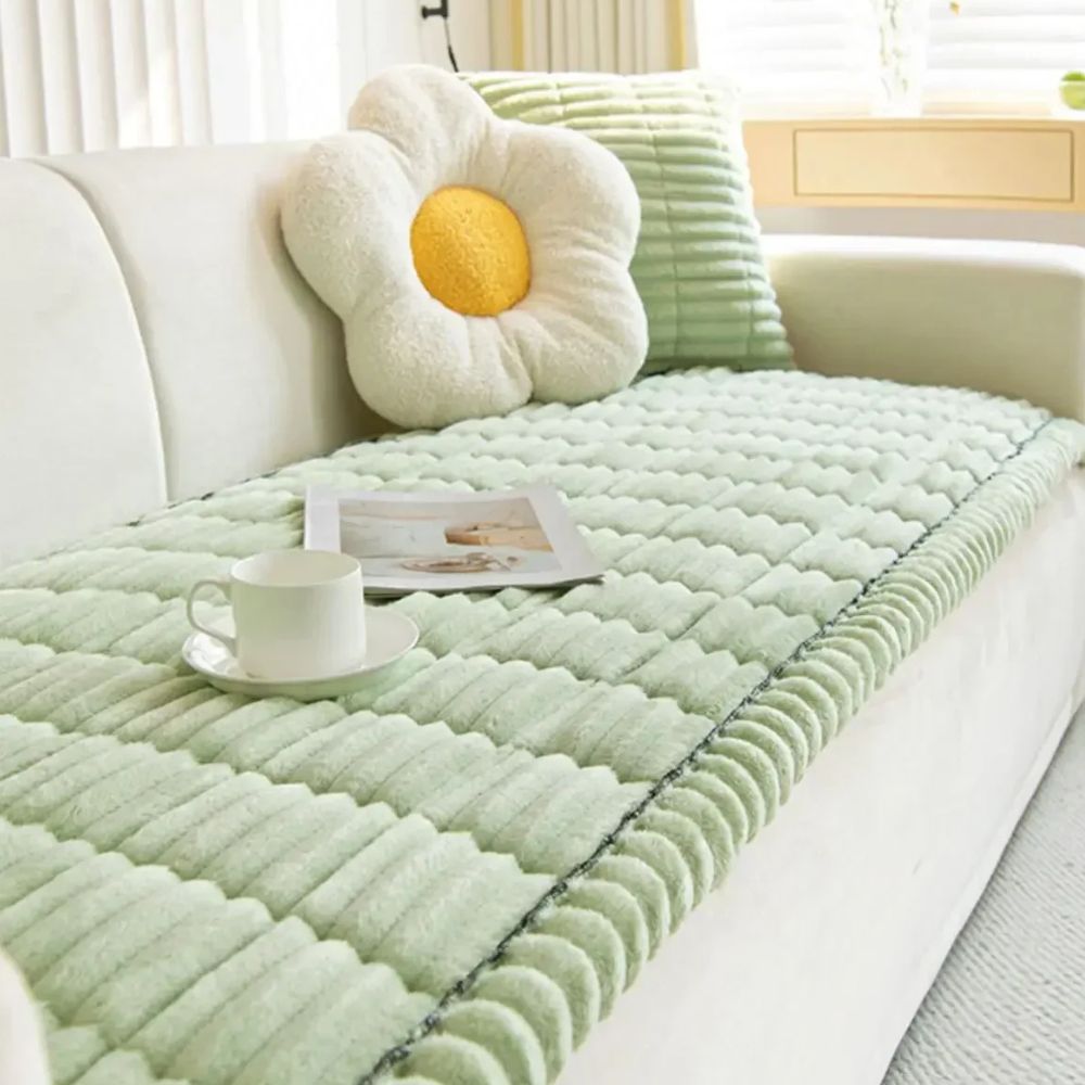 Striped Polyester Sofa Cover with Anti Slip Backing and Machine Washable Care