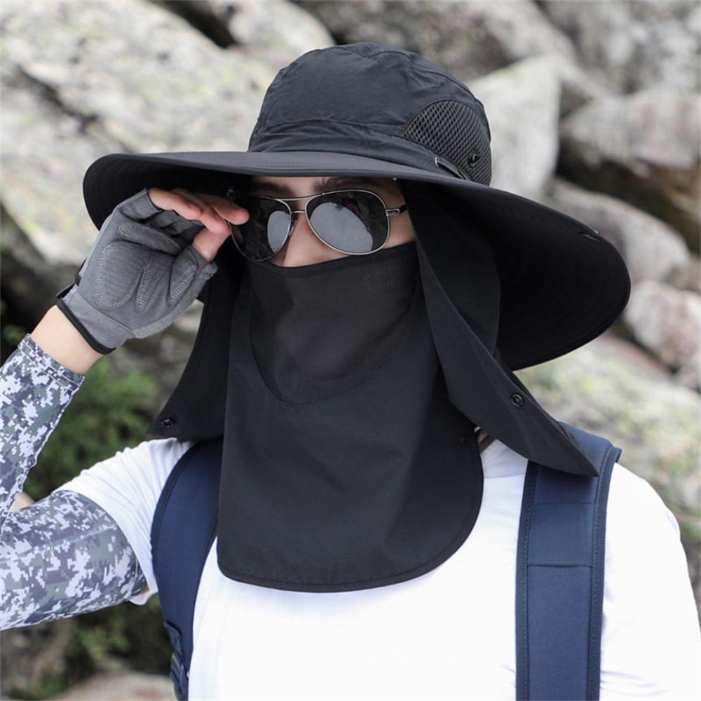 Fishing Hat with Wide Brim and Breathable Mesh, Water Resistant